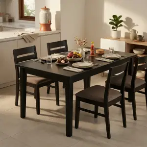 Meja Makan Kayu Solid Finishing Hitam Gaya Minimalis [4]