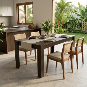 Meja Makan Kayu Solid Finishing Wenge [3]