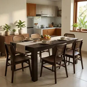 Meja Makan Kayu Solid Finishing Wenge [5]