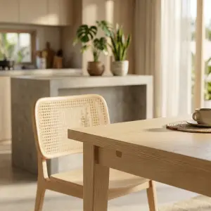 Meja Makan Kayu Solid Gaya Skandinavia [6]