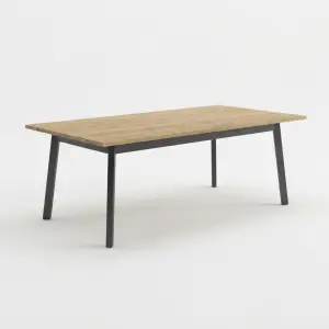 Meja Makan Kayu Solid Rangka Besi Kaki A [5]