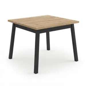 Meja Makan Kotak Top Kayu Kaki Besi Hitam [5]