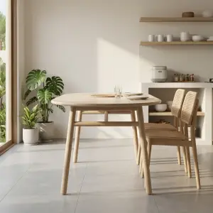 Meja Makan Oval Kayu Solid Scandinavian [3]