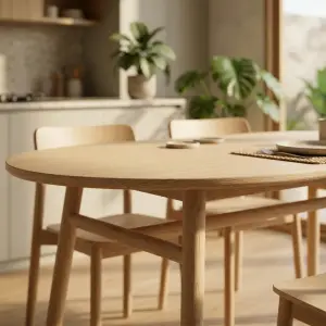 Meja Makan Oval Kayu Solid Scandinavian [5]