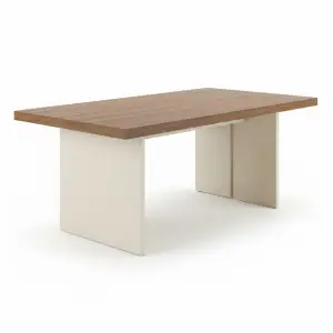 Meja Makan Panel Leg Top Kayu Walnut [5]