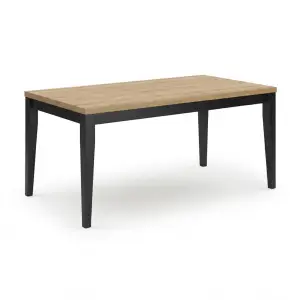 Meja Makan Two-Tone Top Kayu Kaki Hitam [5]