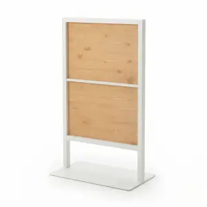 Papan Informasi Berdiri Rangka Metal Panel Kayu