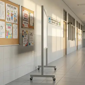Papan Informasi Berdiri Roda Mobile Frame Besi [3]