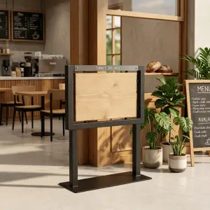 Papan Informasi Besi Kayu Berdiri Floor Standing [2]