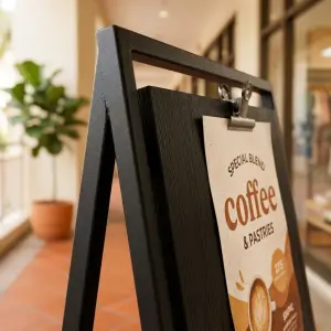 Papan Informasi Besi Standing A-Frame dengan Klip Poster [5]