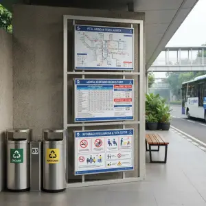 Papan Informasi Tiga Panel untuk Halte & Ruang Publik