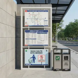 Papan Informasi Tiga Panel untuk Halte & Ruang Publik [5]