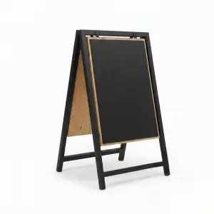 Papan Menu A-Frame Kayu & Besi dengan Papan Tulis
