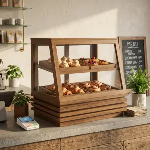Pastry Display Cabinet Kayu 2 Susun [5]