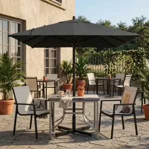 Payung Teras Outdoor Cafe Rangka Besi Kanopi Kain