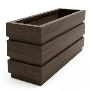 Planter Box Kayu Slat Horizontal Finishing Walnut [1]