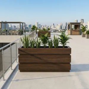 Planter Box Kayu Slat Horizontal Finishing Walnut