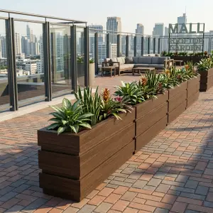 Planter Box Kayu Slat Horizontal Finishing Walnut [5]