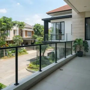 Railing Balkon Stainless Hollow Top Rail Kayu
