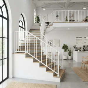 Railing Tangga Lengkung Putih Scandinavian [3]