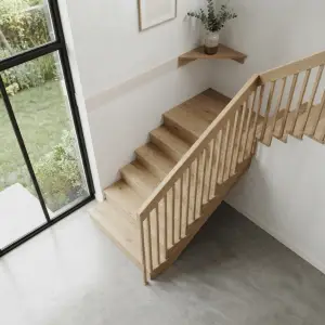 Railing Tangga Wire Rope Stainless dengan Handrail Kayu Solid