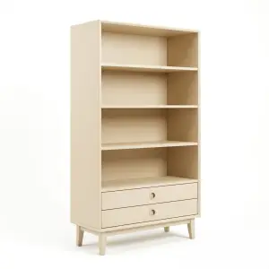 Rak Buku Kayu dengan Laci Scandinavian Style