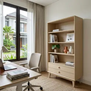 Rak Buku Kayu dengan Laci Scandinavian Style [2]