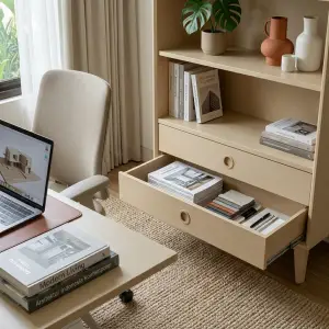 Rak Buku Kayu dengan Laci Scandinavian Style [3]