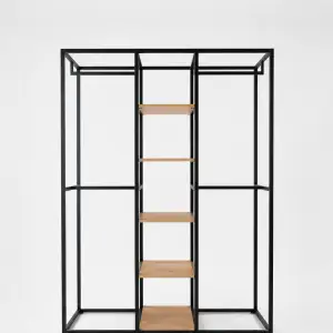 Rak Display Besi Kayu 3 Kolom dengan Rak Tengah [1]