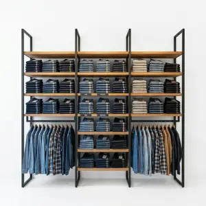 Rak Display Besi Kayu 3 Modul Industrial [4]