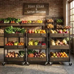 Rak Display Buah Beroda 3 Susun Industrial [6]
