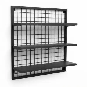 Rak Display Dinding Grid Besi 3 Susun