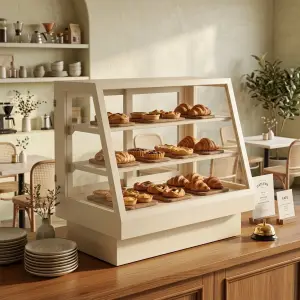 Rak Display Makanan Kaca Miring 3 Susun [4]