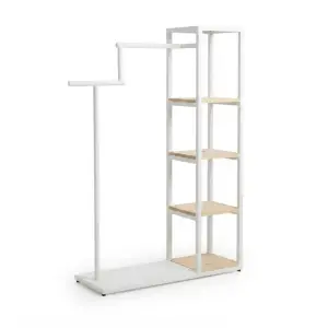 Rak Display Pakaian Kombinasi Hanging Rail dan Rak Susun
