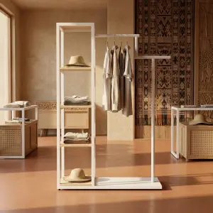 Rak Display Pakaian Kombinasi Hanging Rail dan Rak Susun [3]