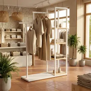 Rak Display Pakaian Kombinasi Hanging Rail dan Rak Susun [4]
