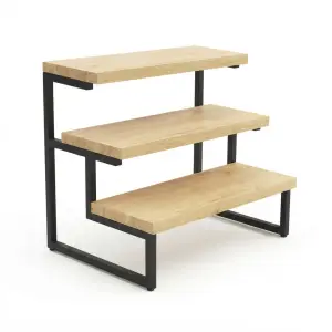 Rak Display Pastry 3 Tingkat Besi Kayu