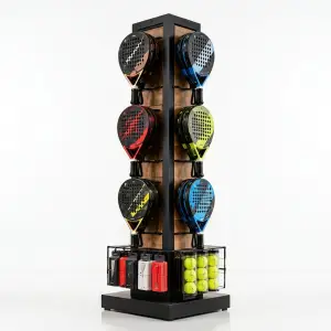 Rak Display Raket Padel Tower 4 Sisi Kayu dan Besi [5]