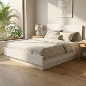 Ranjang Platform Minimalis Finishing Duco Putih [3]