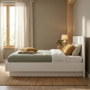 Ranjang Platform Minimalis Finishing Duco Putih [5]