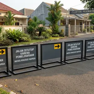 Road Barrier Besi dengan Panel Informasi [5]