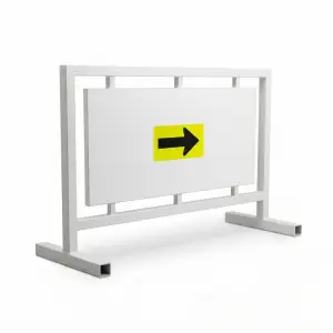 Road Barrier Besi dengan Panel Informasi Arah