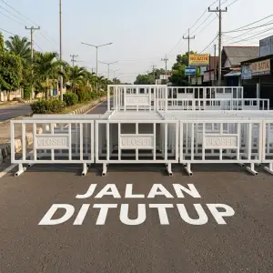 Road Barrier Besi Hollow dengan Panel Closed Sign [2]