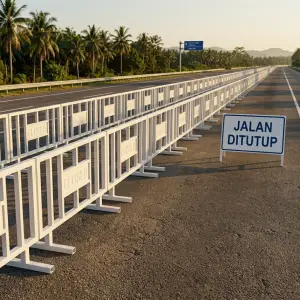 Road Barrier Besi Hollow dengan Panel Closed Sign [4]