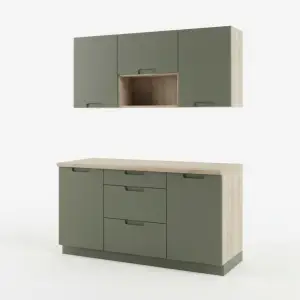 Set Kabinet Dapur Minimalis Dua Lapis Finishing Matte Sage Green