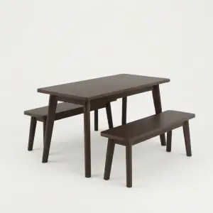 Set Meja Bangku Cafe Kayu Scandinavian Dark Walnut [5]