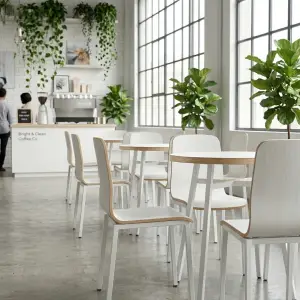 Set Meja Bulat Cafe Rangka Besi dengan Kursi Plywood [2]