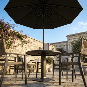 Set Meja Cafe Outdoor Bundar dengan Payung Pelindung [2]