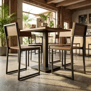Set Meja Kursi Cafe Industrial Kayu Besi 1 Meja 4 Kursi [2]
