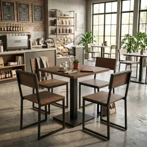 Set Meja Kursi Cafe Industrial Kayu Besi 1 Meja 4 Kursi [3]